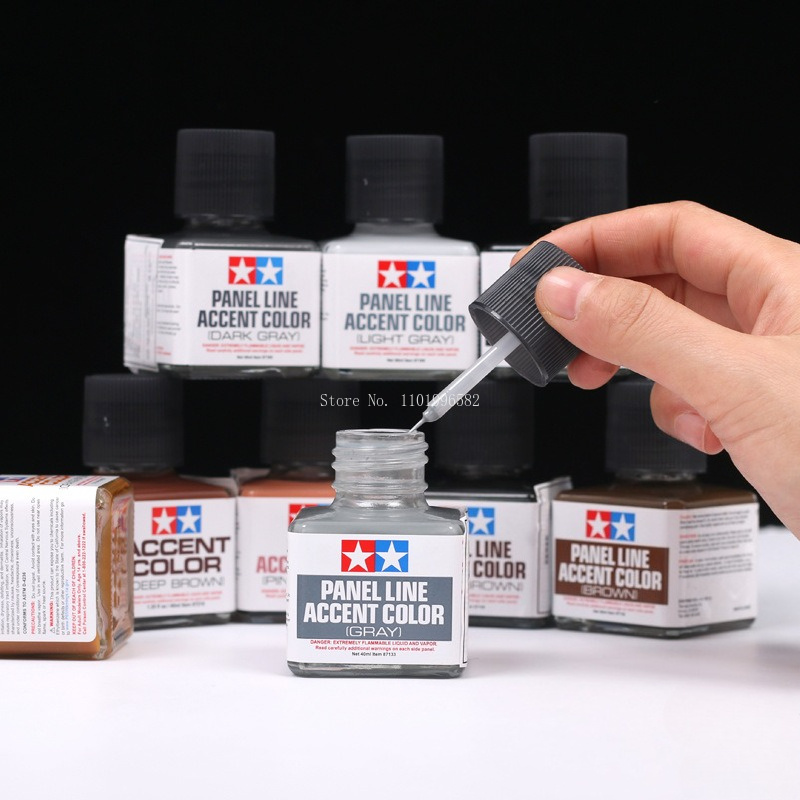 Tamiya Model Paint Set - 40 ミリリットルパネルラインアクセントカラーエナメルペイントシンナーダークグレーブラウン顔料軍事モデルカーモデル趣味 DIY