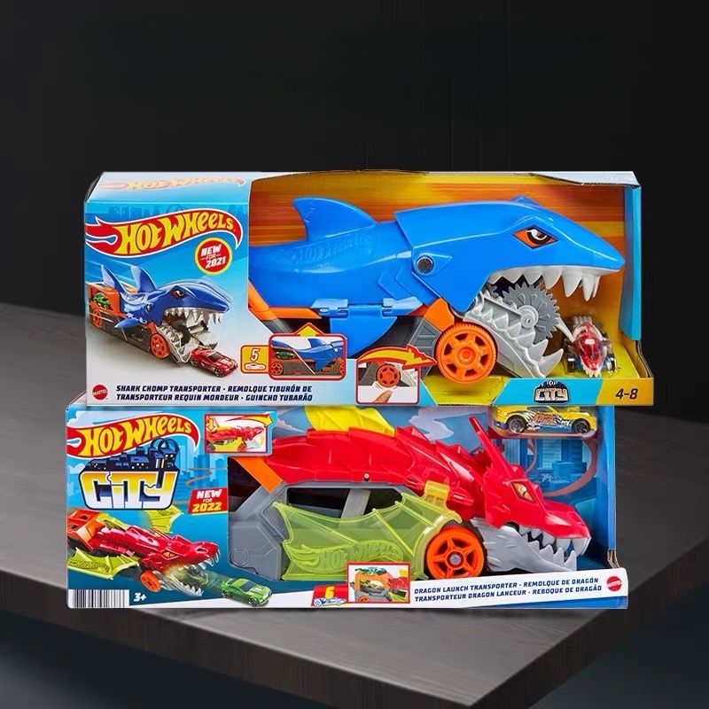 風と火の車輪都市飢餓サメ輸送車両セット子供のおもちゃの少年合 - Hot Wheels Car Track Sets のレビューと価格