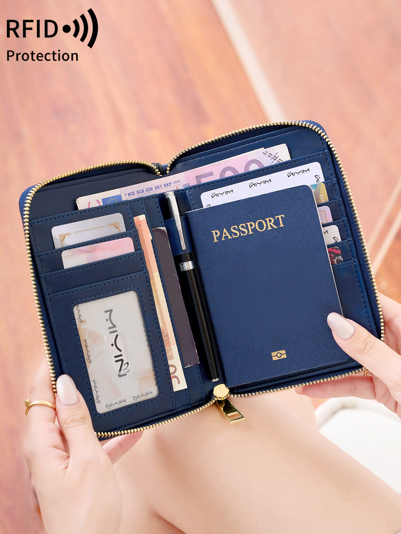 RFID シールド付きパスポートホルダー 二つ折りトラベルウ - Card Top Loader のレビューと価格